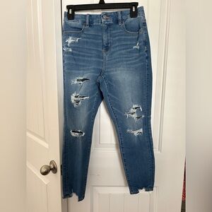 Distressed Blue Women's Jeans Curvy high rise jegging cropped